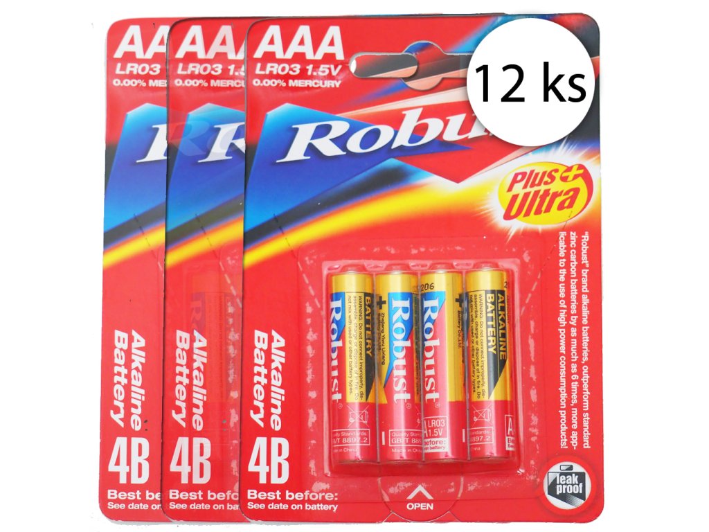 7283 robust plus ultra no 9575 alkalicke baterie aaa lr03 1 5v v blisteri 12 ks