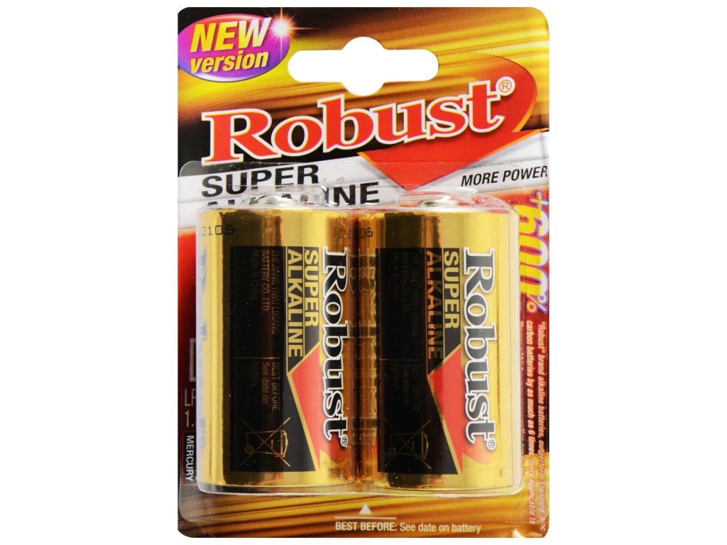 13754 robust super 4518 alkalicke baterie d lr20 1 5v v blisteri 2 ks