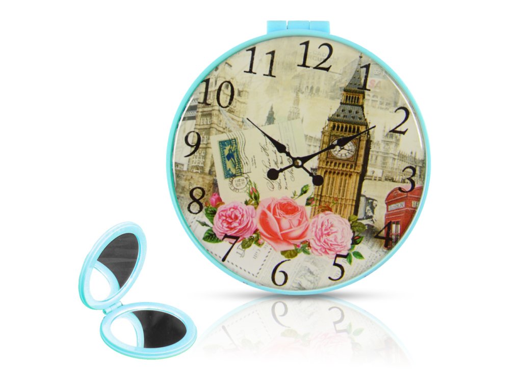 7853 tfy mini mirror vintage01 zrkadielko do kabelky okruhle modre
