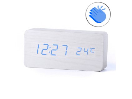 9095 jenifer clap alclock 1299 xanh budik dreveny s reakciou na tlesknutie digitalny biela farba