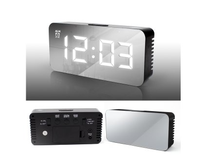 Jenifer DS 3622L Zrkadlový LED budík, čierna (2)