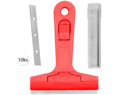 22328 kutilesco ac 100 skrabka na tapety a nalepky s 10 cepelami cervena