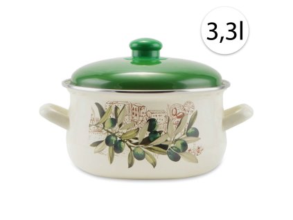 12956 perfect home 14828 smaltovany hrniec 20cm 3 3l pokrievka biely oliva