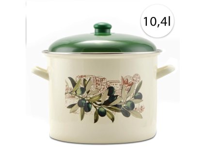 13124 perfect home 14834 smaltovany hrniec 26cm 10 4l pokrievka biely oliva