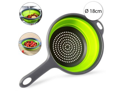 10877 royal kitchen rk 629221 skladacie silikonove cedidlo cednik 18cm zelena