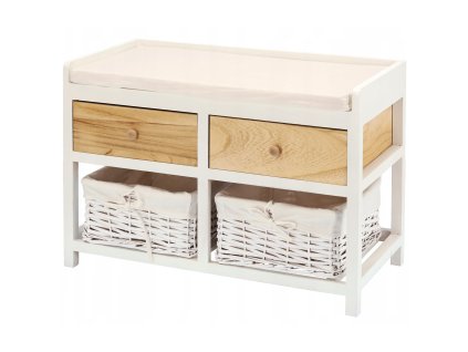 19556 shabby chic cou5064 n drevena komoda so 4 zasuvkami a lavicou 34x69x47cm biela