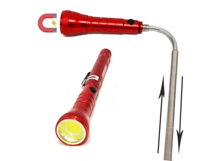 7046 tfy 1065008 red led cob teleskopicka baterka s magnetom 20 60cm cervena