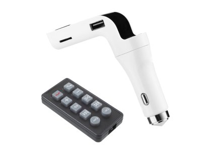 9446 tfy 590 car fm audio transmitter bluetooth digitalny displej bielo cierna
