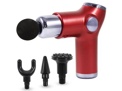 16100 blueidea x1 2151 mini masazna pistol so 4 nastavcami nabijatelna cervena