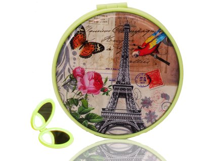 7871 tfy mini mirror vintage06 zrkadielko do kabelky okruhle zelene