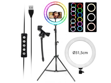 13880 tfy mj33 led kruhove svetlo ring light 31 5 cm rgb so stativom