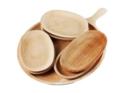 suprava drevenych misiek s pizza podnosom