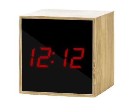 23486 e clock bamboo 1 digitalny budik hnedy s cervenym svetlom