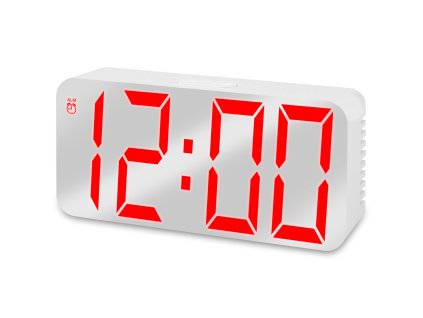 18605 e clock ds 3622x max zrkadlovy led budik s cervenym podsvietenim biela
