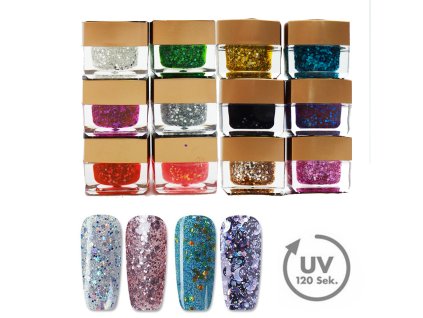 8549 ez flow 03shine uv gel na nechty jednofazovy ciry s trblietkami modelovaci gel na nechty sada 12ks 8ml