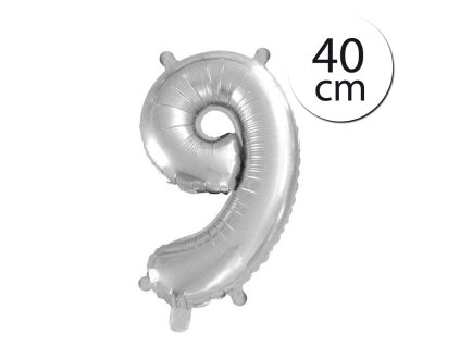 6158 fun rag 4silver 202616 mini foliovy balon cislo 9 strieborny 40 cm 1 ks