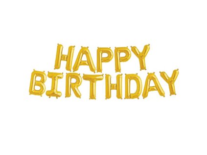 7592 fun rag gold 220932 foliovy balonik set happy birthday zlaty 40 cm 1 balenie 13 pismen