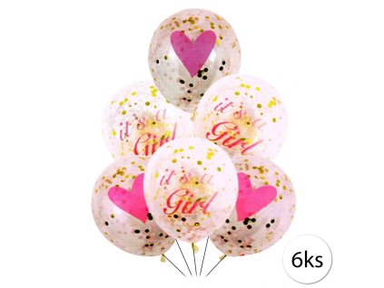14900 funplay 5866 konfetove balony na babyshower 30cm 6 ks ruzova