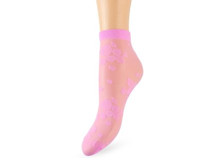 15872 happy feet 1443 damske silonkove ponozky kvety ruzova