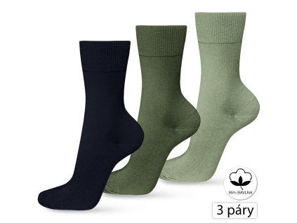 23726 happy feet hf 29 bavlnene panske ponozky 3pary 41 43 modra zelena