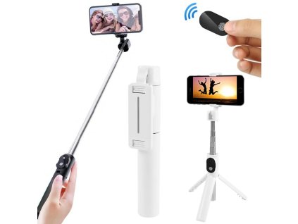24302 hobby life p03 bezdrotova selfie tyc s bluetooth s mini stativom a dialkovym ovladanim 27 68cm biela