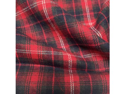 006165 flanel káro červeno šedá řasení detail