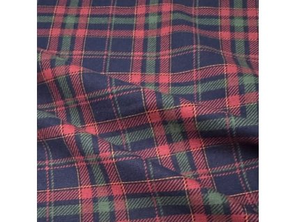 006626 flanel kostka modro zeleno vínová řasení