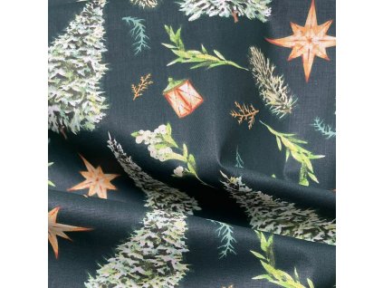 004946 6 plátno vánoční stromky zelená řasení