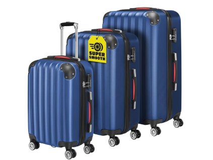 Sada 3 skořepinových kufrů - modré