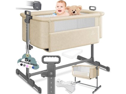 Polohovatelná dětská postýlka/přistýlka 3v1