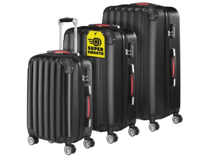 Sada 3 skořepinových kufrů - černé