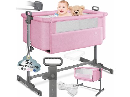 Polohovatelná dětská postýlka/přistýlka 3v1 modrá