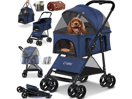 Kočárek pro psy Lovpet modrý