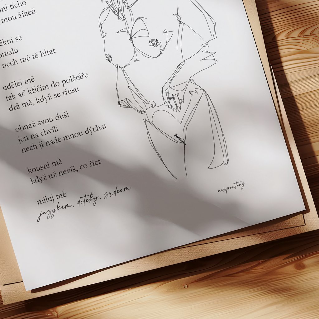 Detail tisku plakátu Báseň Jazykem, doteky, srdcem