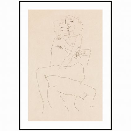 Plakát Egon Schiele - Objímající se nahý pár