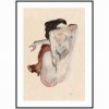 Plakát Egon Schiele - Přikrčený akt v botách a černých punčochách