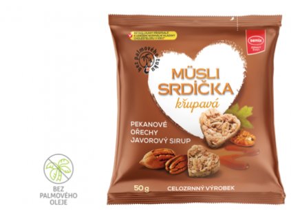 Müsli srdíčka křupavá PEKANOVÝ OŘECH a JAVOROVÝ SIRU  50 g