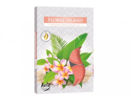 Bispol Čajová vonná svíčka FLORAL ISLAND (tropické květy) 6 ks