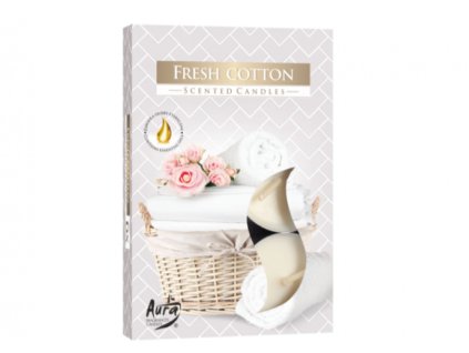 AURA Čajová vonná svíčka FRESH COTTON (vůně bavlny) 6 ks
