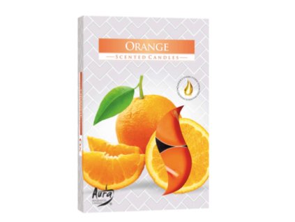 AURA Čajová vonná svíčka ORANGE (pomeranč) 6 ks