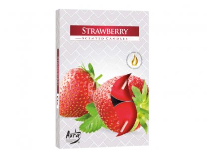 AURA Čajová vonná svíčka STRAWBERRY (jahody) 6 ks