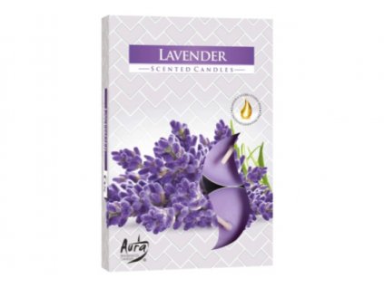 AURA Čajová vonná svíčka LAVENDER (levandule) 6 ks