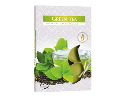AURA Čajová vonná svíčka GREAN TEA (zelený čaj) 6 ks