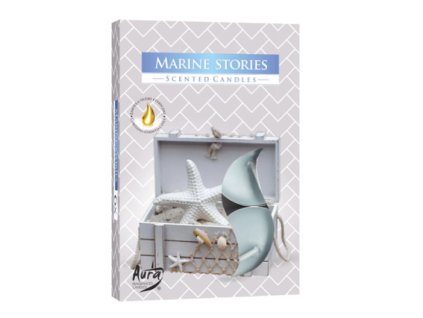 AURA Čajová vonná svíčka MARINE STORIES (mořský příběh) 6 ks