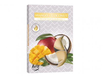 AURA Čajová vonná svíčka MANGO & COCONUT (mango a kokos) 6 ks