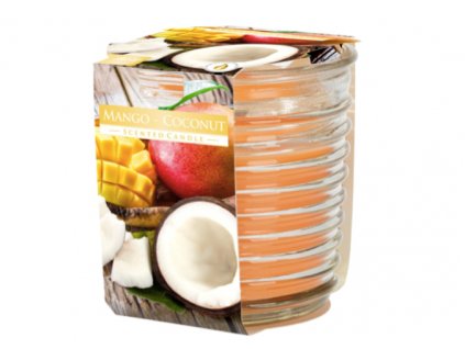 AURA Svíčka ve skle vroubkovaná 130 g MANGO & COCONUT (mango a kokos)