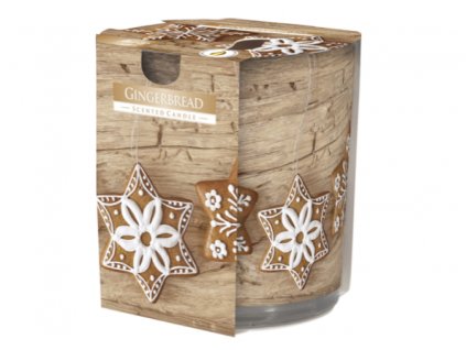 AURA Svíčka ve skle s potiskem 100 g GINGERBREAD (zázvorové perníčky)