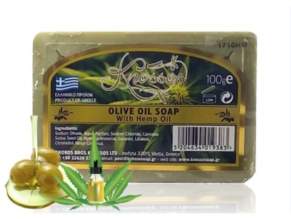 KNOSSOS Řecké 100% přírodní olivové mýdlo KONOPNÝ OLEJ 100 g