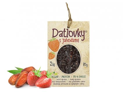 DATLOVKY RAW Jemné datlové tyčinky 2 ks JAHODY, 70 g