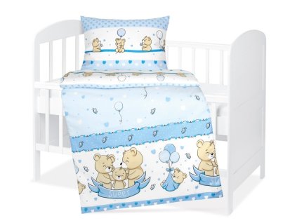 povlečení medvědí rodinka modrá